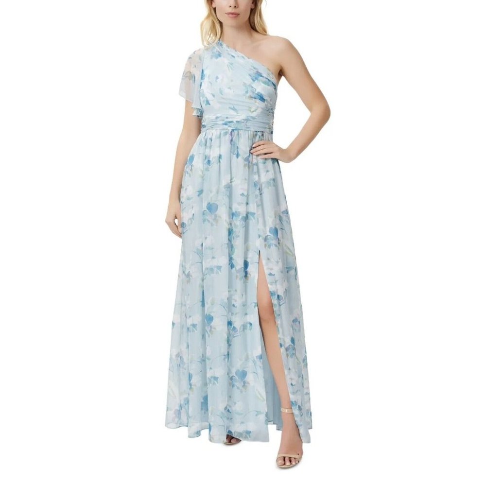 Adrianna Papell Women’s One Shoulder Long Floral Dress Size 8 NEW
